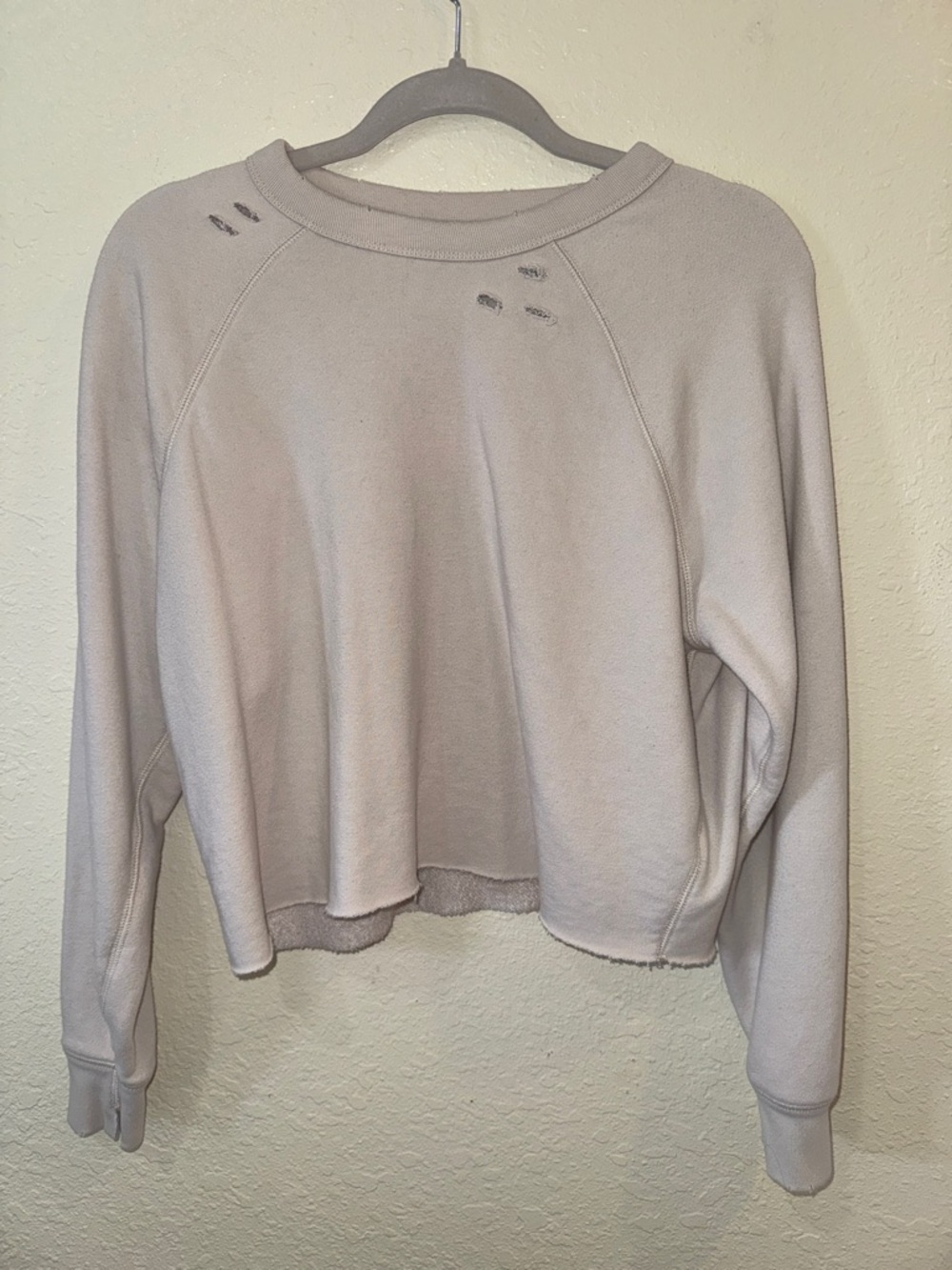 aerie Cropped Washed Sweatshirt - Light Taupe